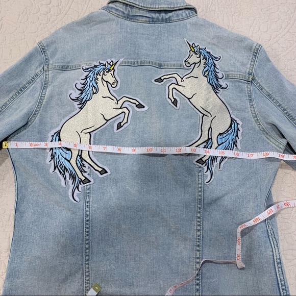 ✨ Light Blue Denim Jacket with Unicorn Patches - Picture 10 of 11